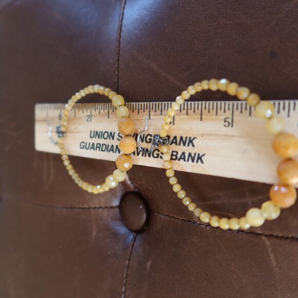 Chan Luu faceted Yellow Jade (70+) front facing hoops earrings 2" long drops - Picture 12 of 14